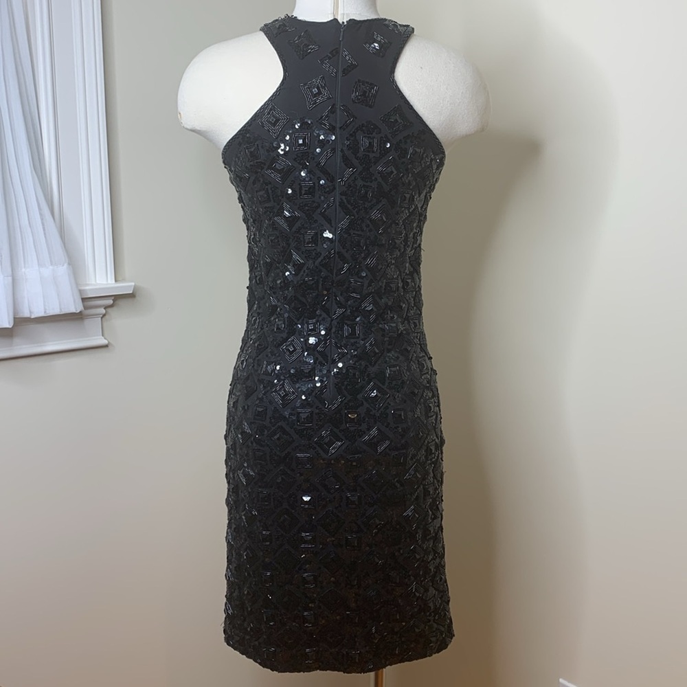 Adrienne Vittadini | Vintage Black Beaded Sequin Sheath Cocktail Party Dress S - Picture 17 of 17